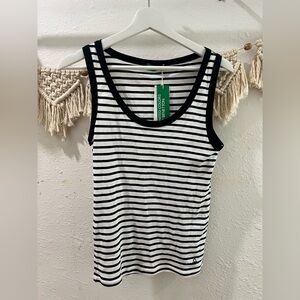 United Colors Of Benetton Striped Black and White Tank Top